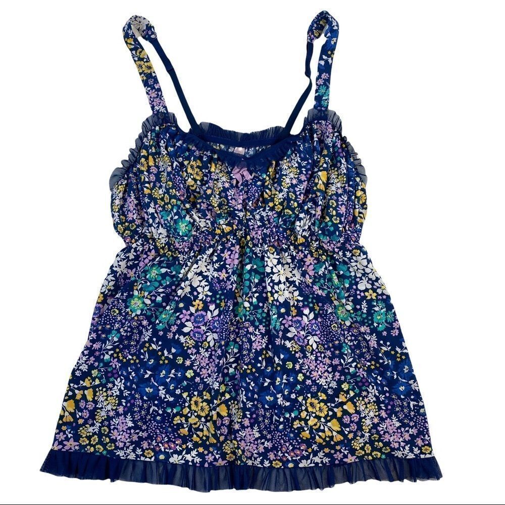 Cacique Plus Blue Floral Slip Dress Nightie Lingerie 18/20 Babydoll Tank top